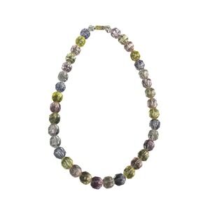Vintage Style Multicolor Clear Beaded Necklace Turn Clasp